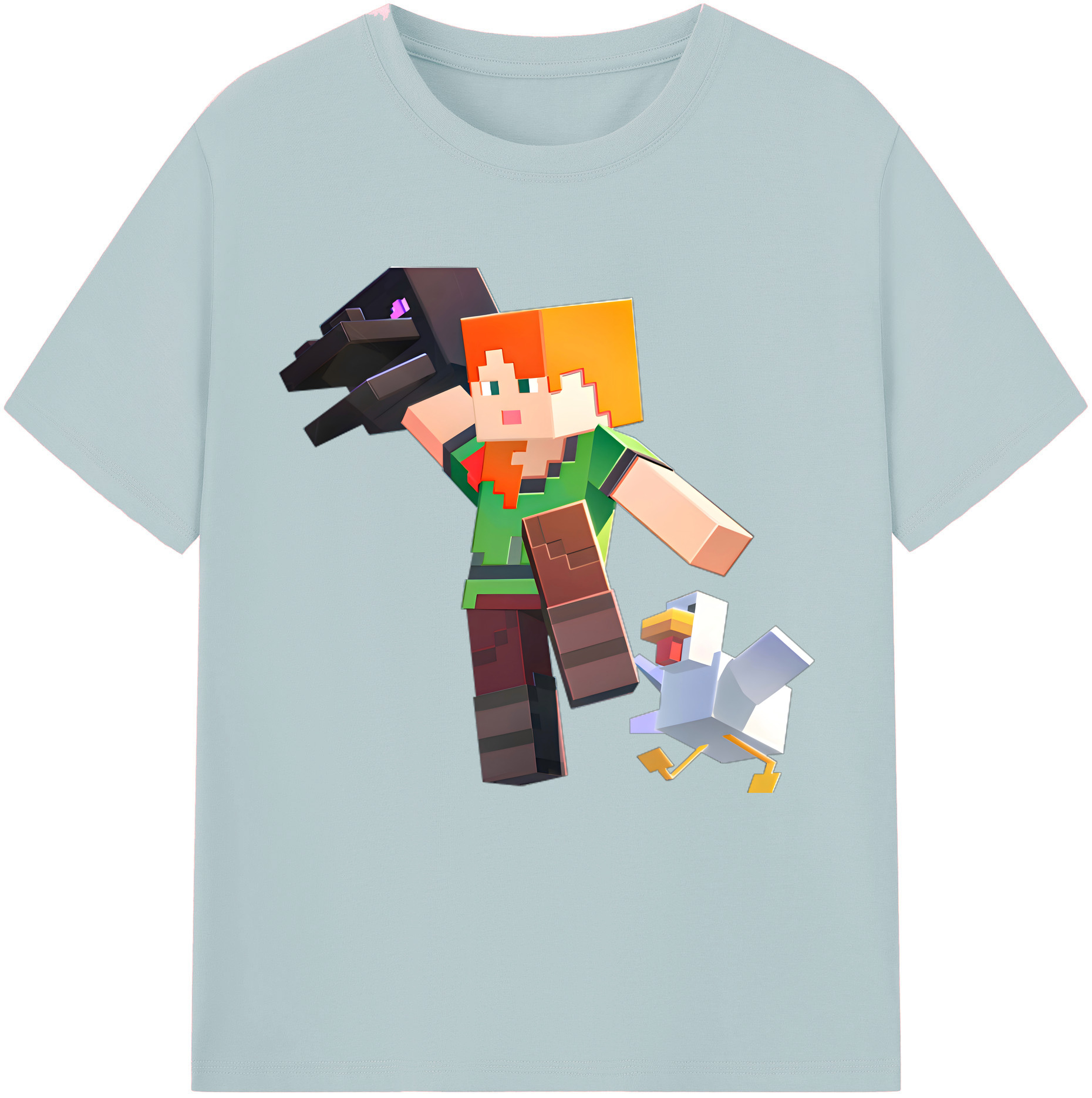 （画像用） マインクラフト ブロックの世界 Minecraft MC Block world 綿100％半袖Tシャツ（フロントプリント）